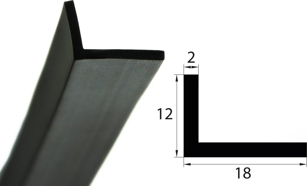WKP12 Vollgummi EPDM Winkelprofil L - Profil 12x18x2 mm Produktbild 