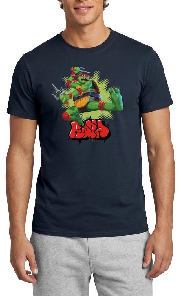 Spreadshirt TMNT Mutant Mayhem Mit Turtle Raph Männer T-Shirt, 3XL, Navy