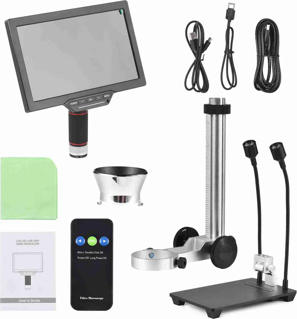 Microscope USB 1600X à écran tactile 10,1 pouces 16MP et télécommande IR - 4