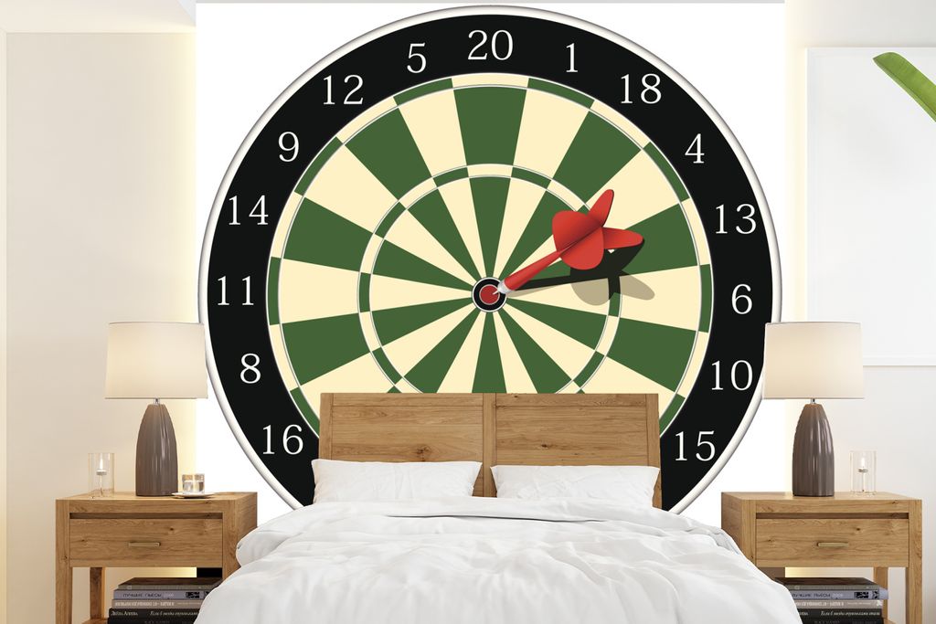MuchoWow Fototapete für Wohnzimmer oder Schlafzimmer Wandtapete Vinyl Motivtapete Eine Illustration eines Pfeils in der Mitte einer Dartscheibe ...