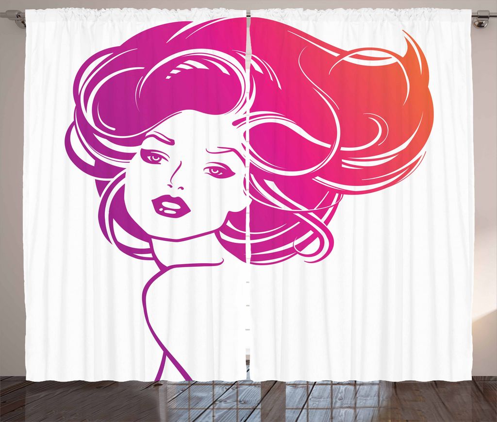 ABAKUHAUS Friseur Rustikaler Gardine, Tropical Leuchtende Farbe, Schlafzimmer Kräuselband Vorhang mit Schlaufen und Haken, 280 x 175 cm, Magenta Rosa