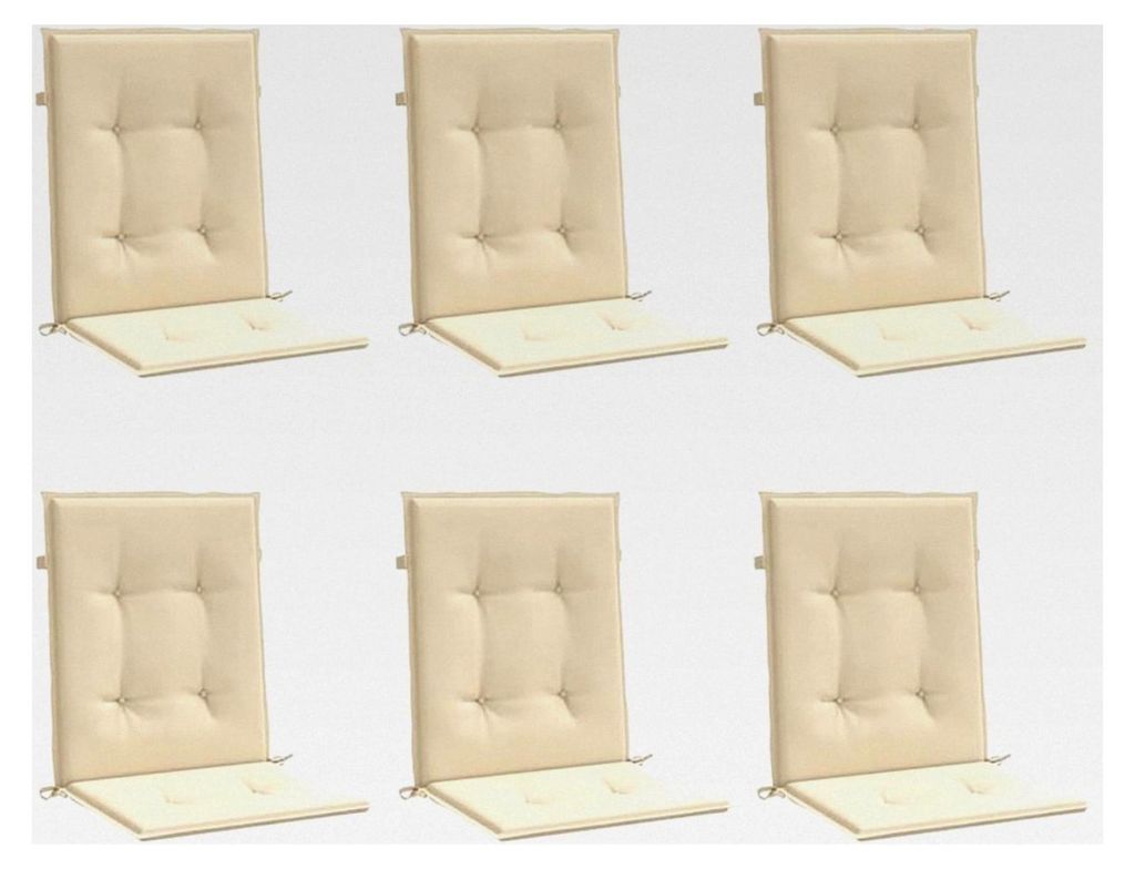 Gartenstuhlauflagen 6 Stück, Niedriglehner Auflagen für Gartenstühle, Sitzkissen für den Außenbereich, Beige Oxford-Gewebe
