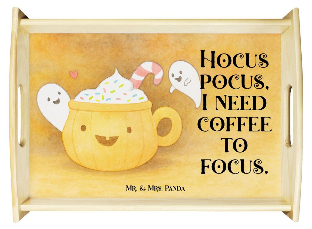 Mr. & Mrs. Panda Servier Tablett Kaffee Gespenst Design - Weiß - Geschenk, Halloween, Trick Or Treat, zum servieren, Serviertablett, Deko, sofatab...