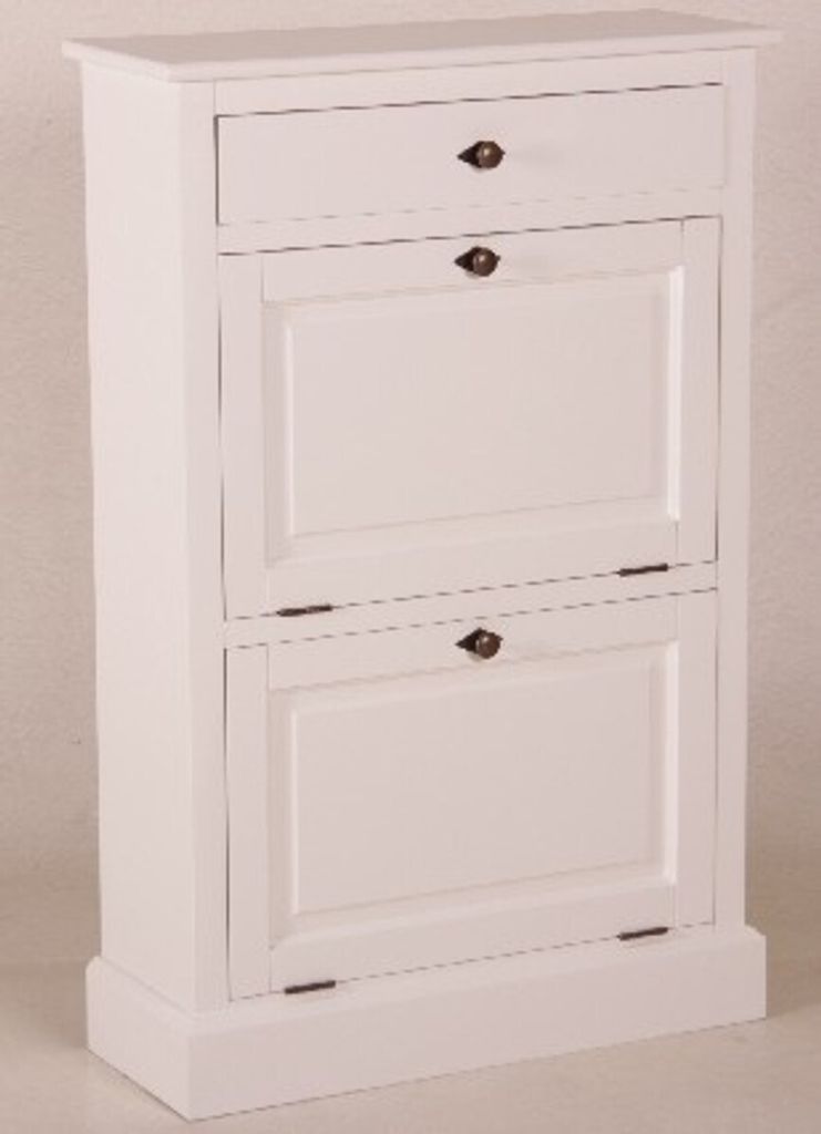Casa Padrino Shabby Chic Landhaus Stil Schuhschrank Weiß B 75 H 115 cm Möbel Schuh Schrank
