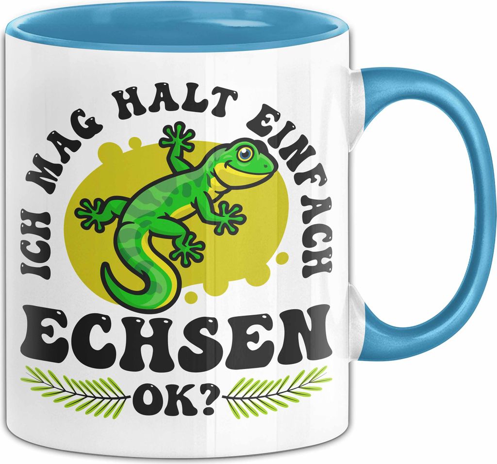 Echsen-Liebhaber Tasse Geschenk Ich Mag Halt Einfach Echsen Ok Geschenkidee Reptilien Geburtstag Kaffee-Becher (Blau)