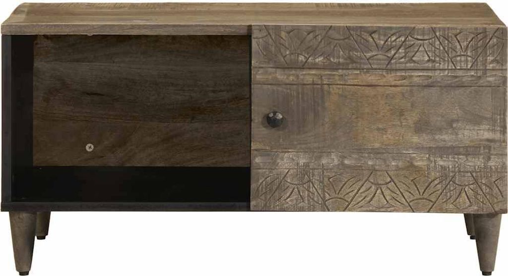 vidaXL Couchtisch Hellgrau 80x50x40 cm Massivholz Mango