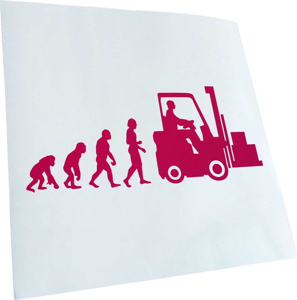 Kiwistar - Autoaufkleber - Evolution Gabelstapler Heckscheibenaufkleber - Aufkleber für Auto Kfz Fahrrad, LKW, Truck Mofa