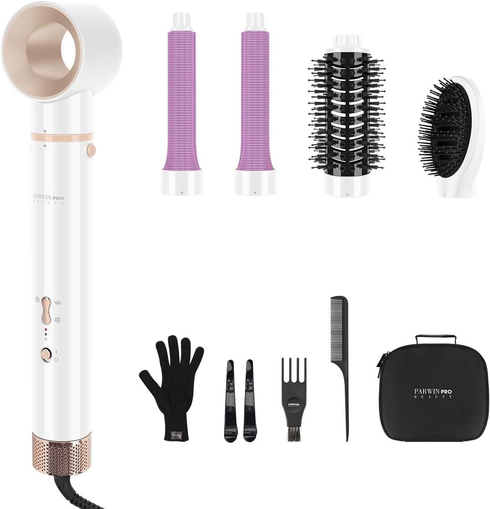 5-in-1 Airstyler & Lockenstab,Stylingbürsten,5 Aufsätze Rundbürstenföhn Set Ionen Pflege, Frizz-Reduzierung,Zum Stylen,Volumisieren,Locken und ...