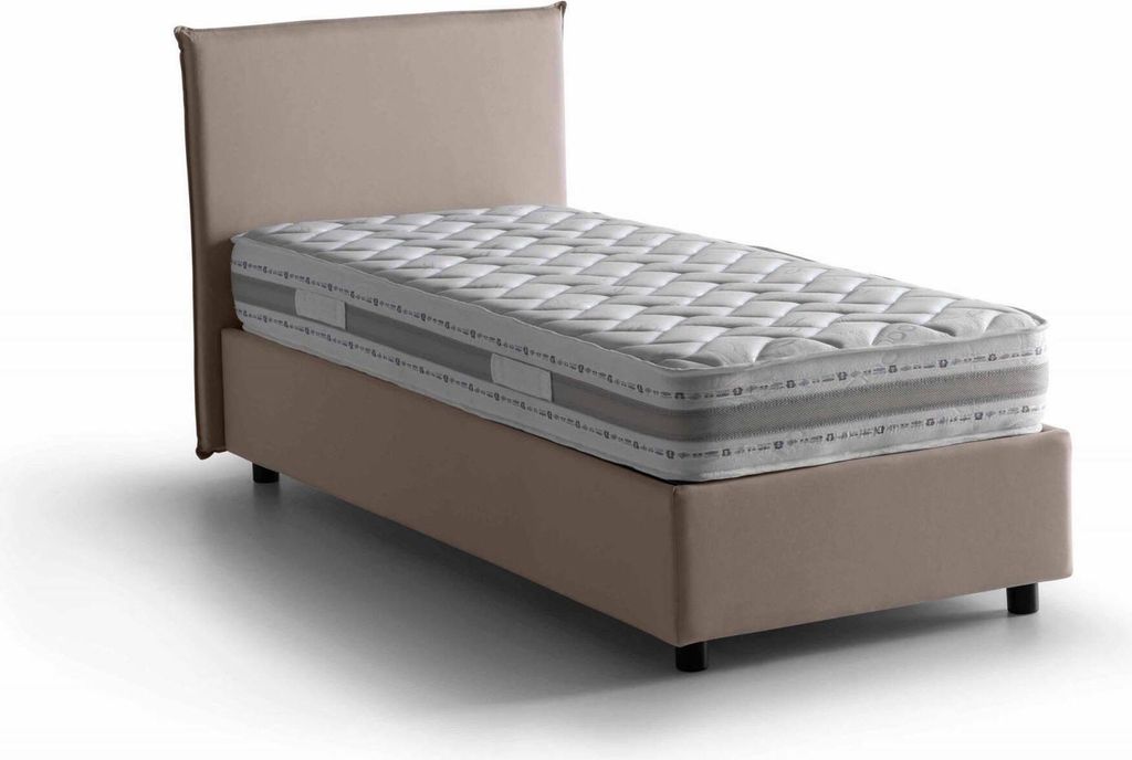 Einzelbett Carola, Containerbett mit Stoffbespannung, 100% Italy, Seitliche–ffnung, inklusive Matratze Cm 80x190, Turteltaube