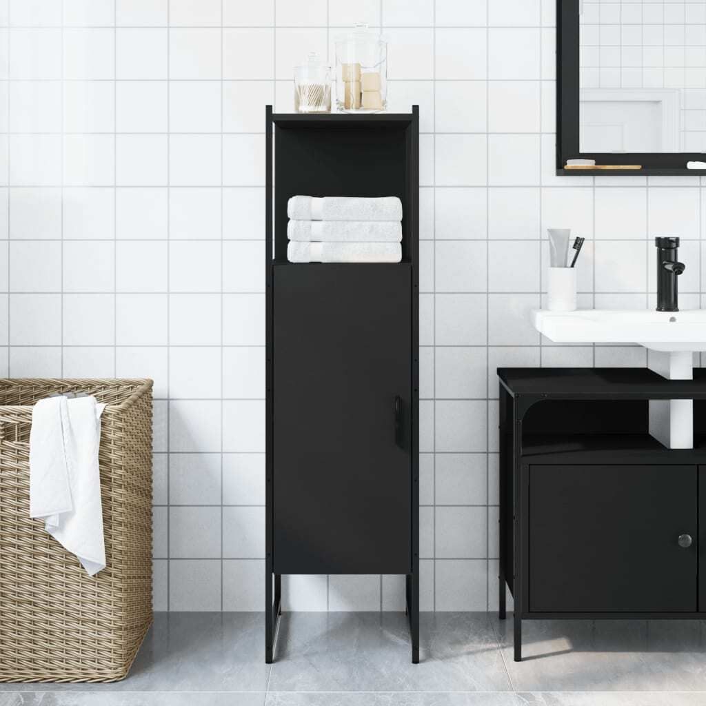 vidaXL Kúpeľňová skrinka čierna 33x33x120,5 cm materiál na Obrázok produktu 2