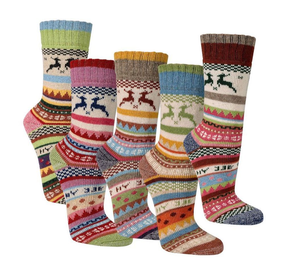 2 Paar extra warme Thermo Socken schönes Hygge Muster Schaf Produktbild 