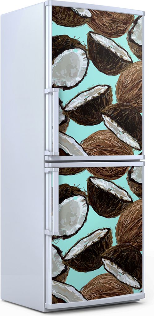Kühlschrankdekoration 70x180 cm Aufkleber auf dem Kühlschrank - Tropisches Muster Kokosnuss