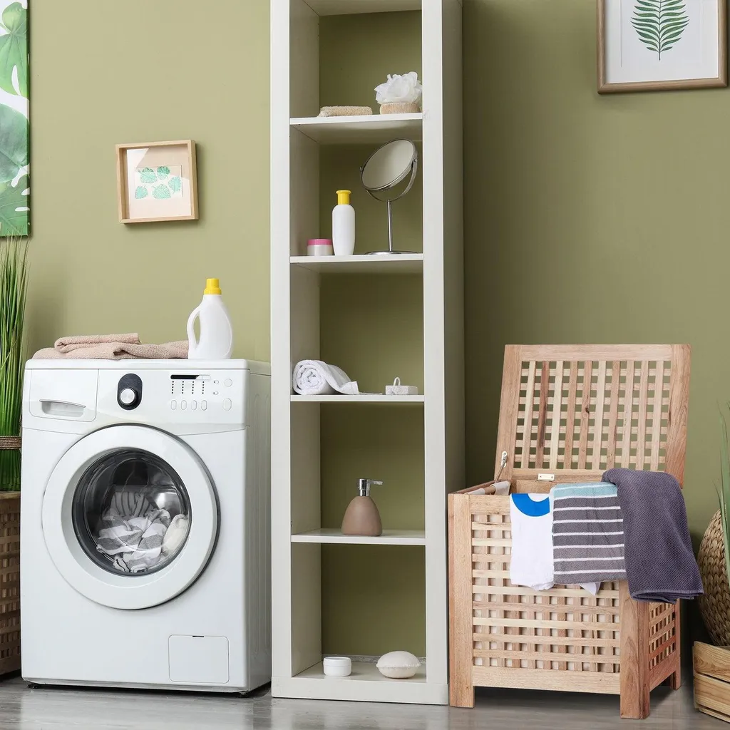 Panier à linge en noyer anti-odeurs - Solution de rangement ventilée - 5