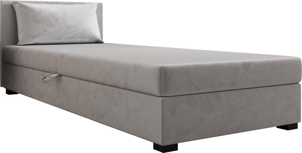 AURA SOFA Boxspringbett ROLAND 80x195 Komplett-Set mit Bonell Matratze, Polsterbett mit Bettkästen - Grau, MONOLITH 84