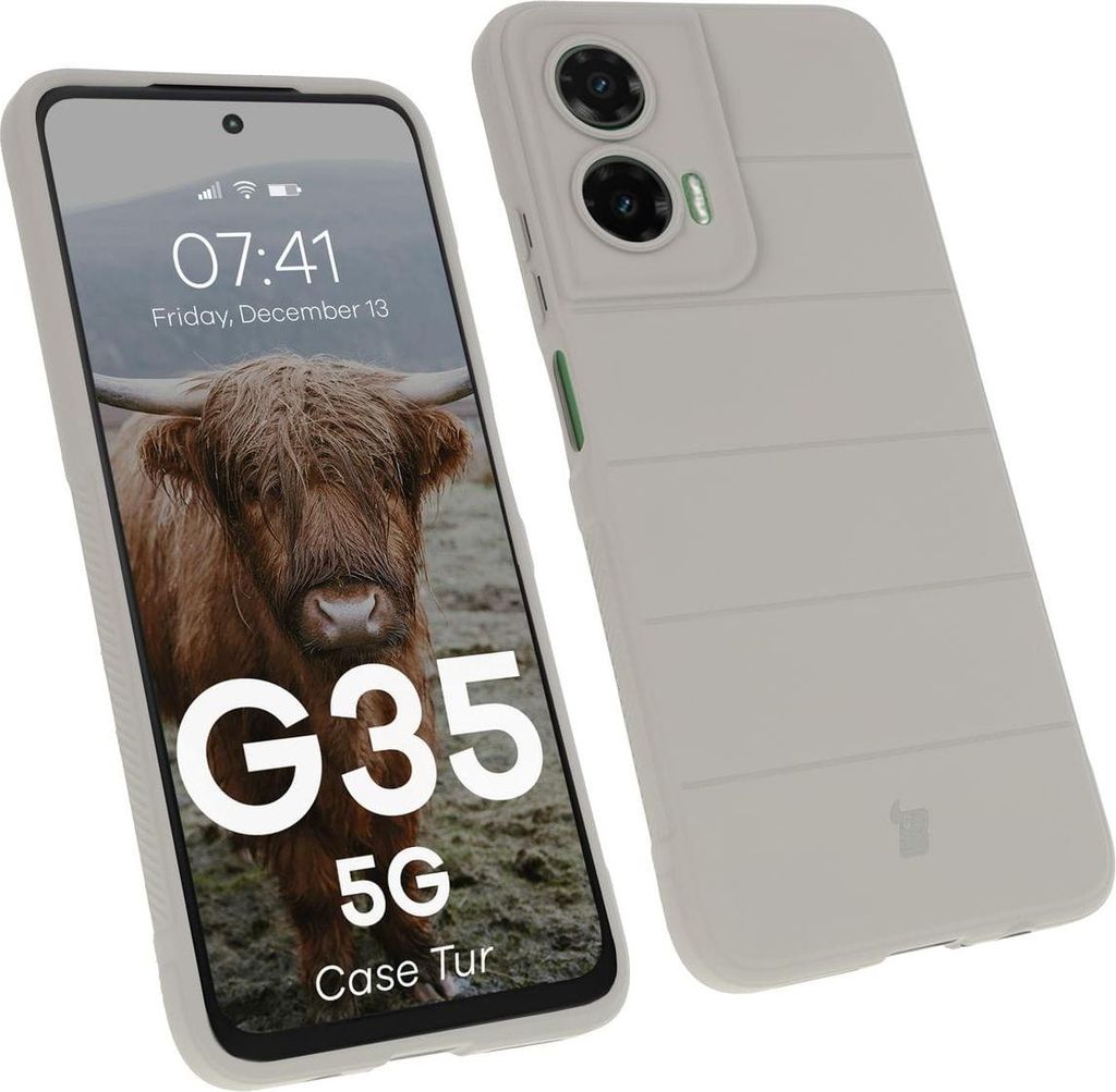 Pancerne etui Bizon Case Tur do Motorola Moto G35 5G, jasnoszare