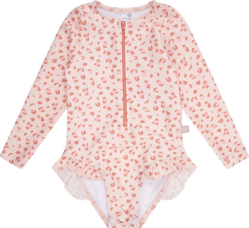 Swim Essentials Langarm-UV-Badeanzug, für Mädchen altrosa Leoparden Muster 122/128