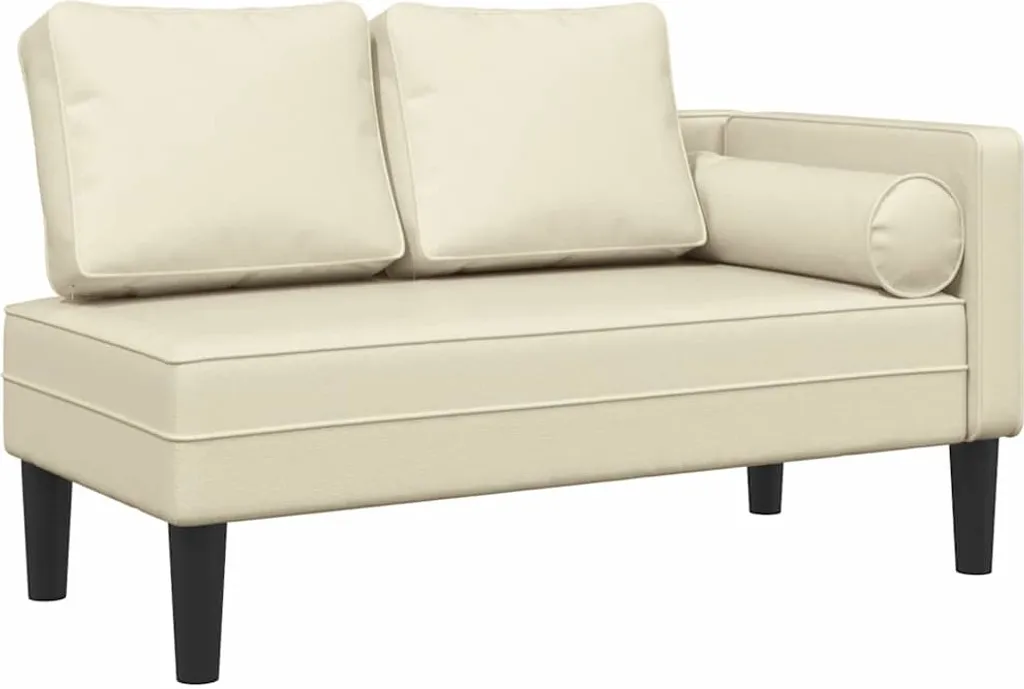 vidaXL Chaise longue con cuscino in ecopelle crema