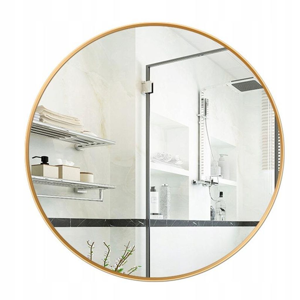 Lustro ścienne okrągłe złota rama średnica 80 cm loft Zdjęcie produktu 