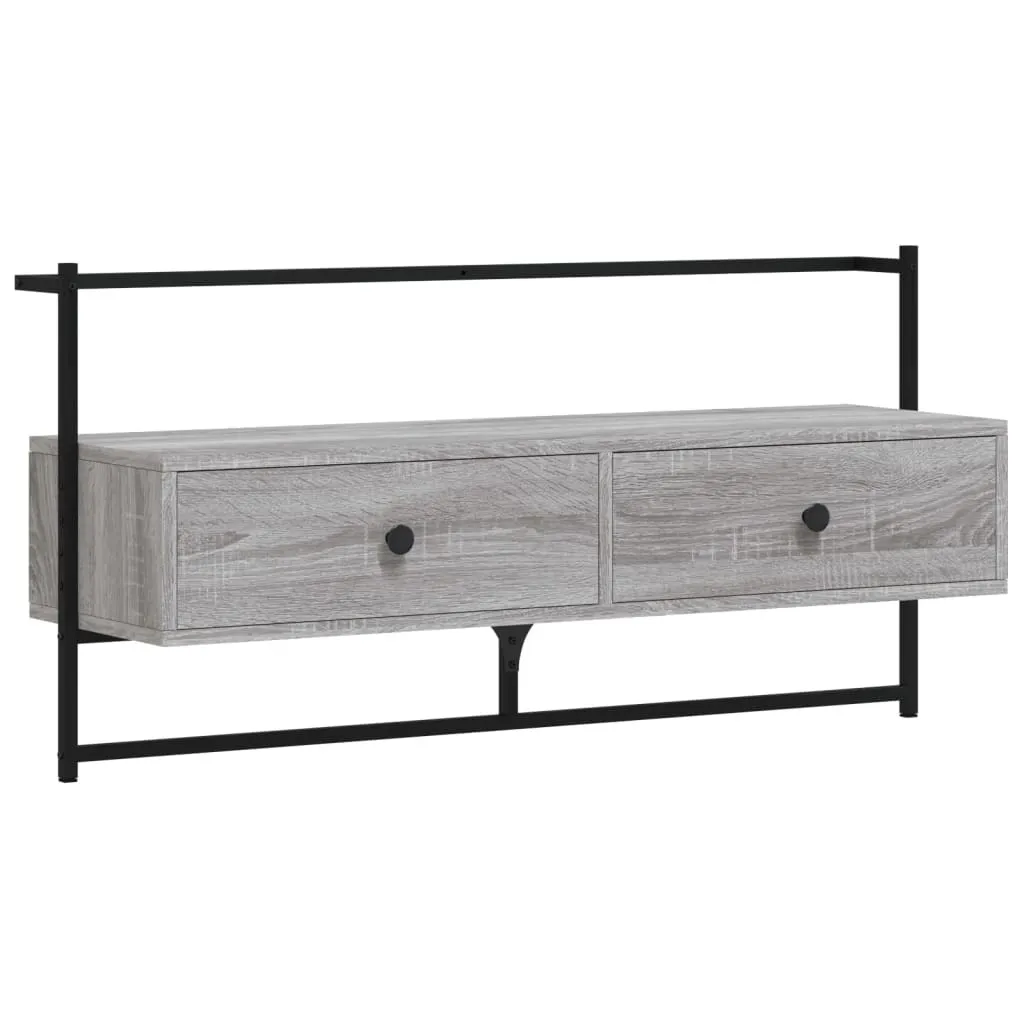 Mobile TV Sospeso Grigio Sonoma 100,5 cm | Arredo Parete Materiale Legno