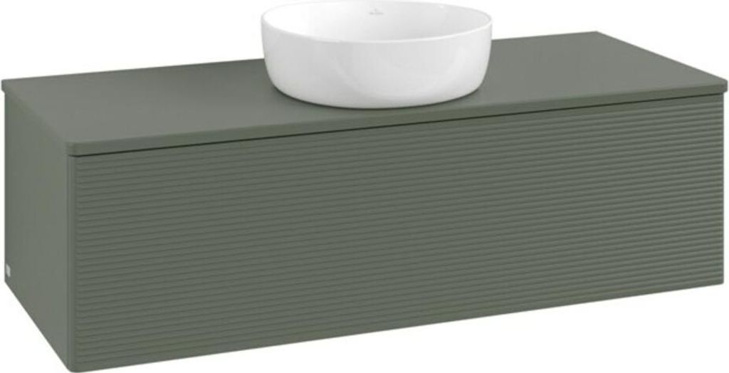V&B Waschtischunterschrank mit Frontstruktur Antao 120x36x50cm, WBP Lac, lea gre. m Lac
