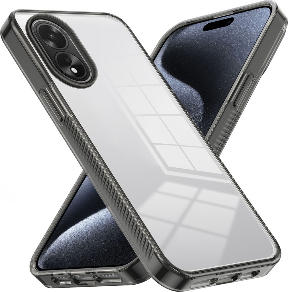 Hülle für Oppo A38 4G Rutschfest Kristallklare Stoßfeste TPU Bumper Handyhülle Schwarz