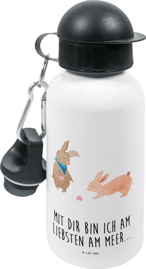 Mr. & Mrs. Panda Wasserflasche Hasen Muschel - Weiß - Geschenk, Muttertag, Muscheln, Meer, Getränkeflasche, Outdoorflasche, Strand, Trinkflasche,...