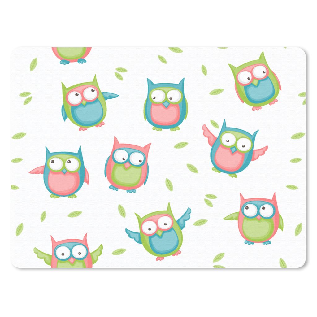 MuchoWow Mauspad Mousepad Eulen - Muster - Kinder 40x30 cm - Mousepads - Maus Mat - Pad - Mausunterlage - Anti Rutsch
