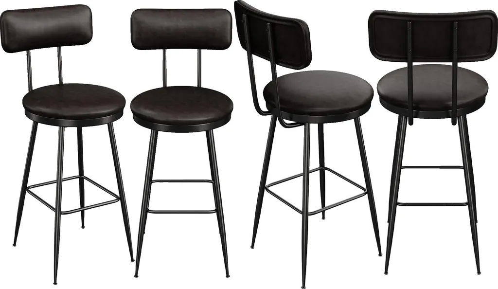 Aménagement Cuisine : 4 Tabourets de Bar Noirs pour Îlot Central Moderne
