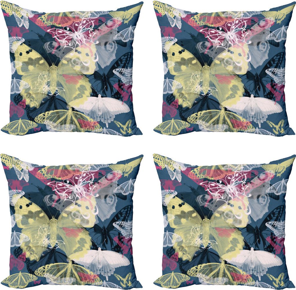 ABAKUHAUS Abstrakt Kissenbezug Set (4 Stück), Frühling natürliche Tierwelt, Moderner Doppelseitiger Digitaldruck, 60 cm x 60 cm, Mehrfarbig