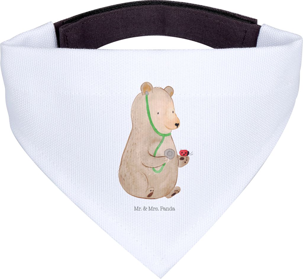 Mr. & Mrs. Panda Dreieckstuch Bär Arzt - Weiß - Geschenk, Hunde Halstuch, Doktor, Hund, Bandana, Professor, Schal, Ärztin, Teddy, für, Professorin