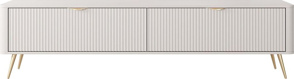 TV-Möbel mit 2 Türen - MDF - Beige & Goldfarben - ELONARIA von Pascal MORABITO