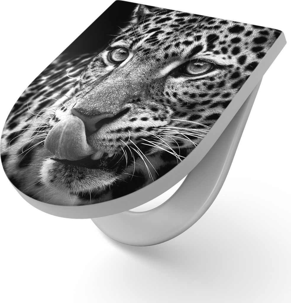 DEQORI WC-Sitz Duroplast 36,4x45,4 cm 'Der hungrige Blick' Toilettensitz WC-Brille Design