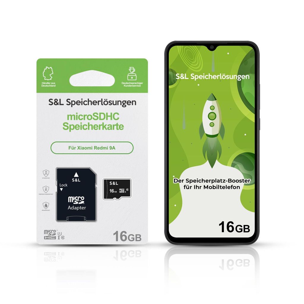 microSD Speicherkarte S&L für Xiaomi Redmi 9A - Speicherkapazität: 16 GB