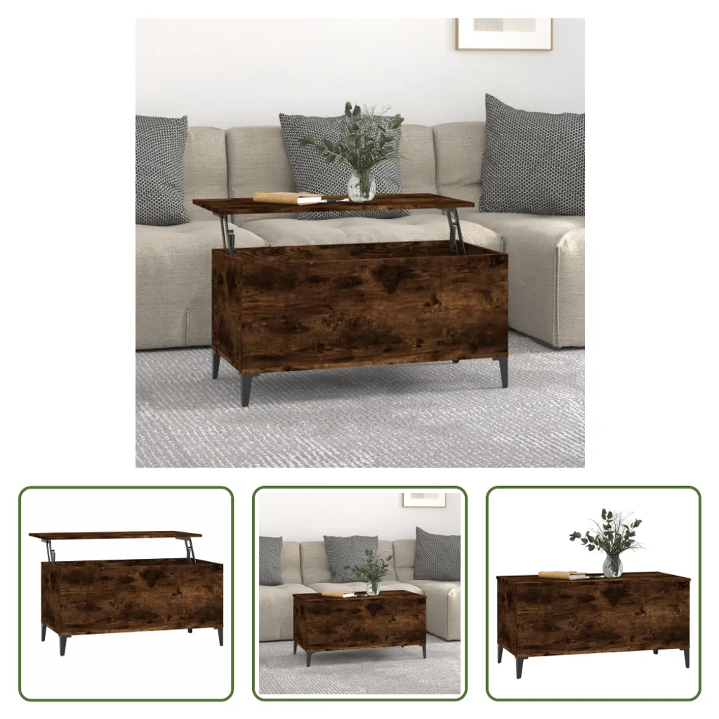 The Living Store tavolino in rovere fumé 90x44,5x45 cm materiale a base di legno - 10