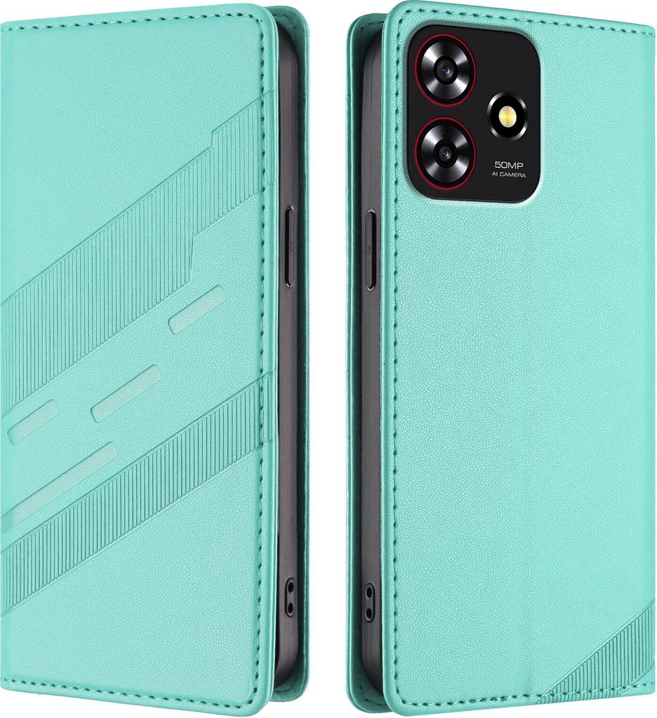 Hülle für ZTE Blade A73 4G, Kunstleder Brieftaschen Handyhülle mit Kartenfach und Standfunktion Türkis