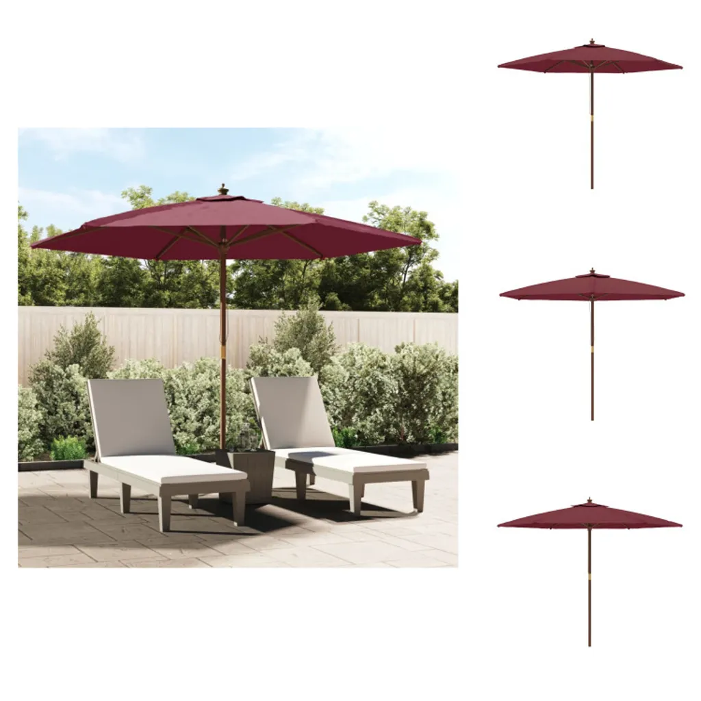 OFFERTA Ombrellone Legno vidaXL Bordeaux 3m - Il Miglior Parasole Outdoor