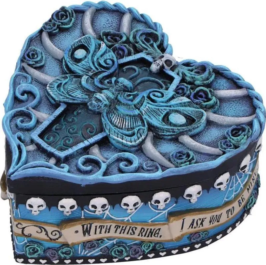 Coffret Bijoux Corpse Bride avec Anneau 5cm Résine Bleue Finition Pro