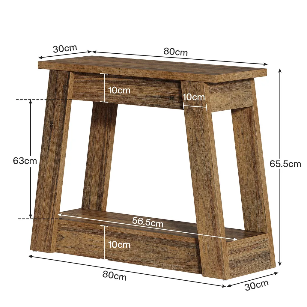 Table d'appoint rustique à 2 niveaux en bois robuste pour petit espace
