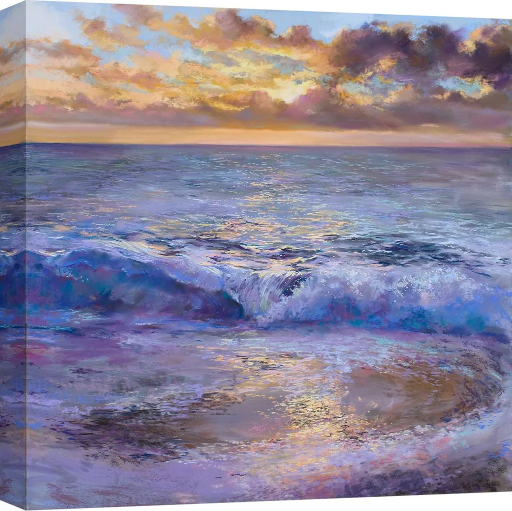 Toile Décorative Paysage de Mer et Coucher de Soleil 90x90cm Nel Whatmore
