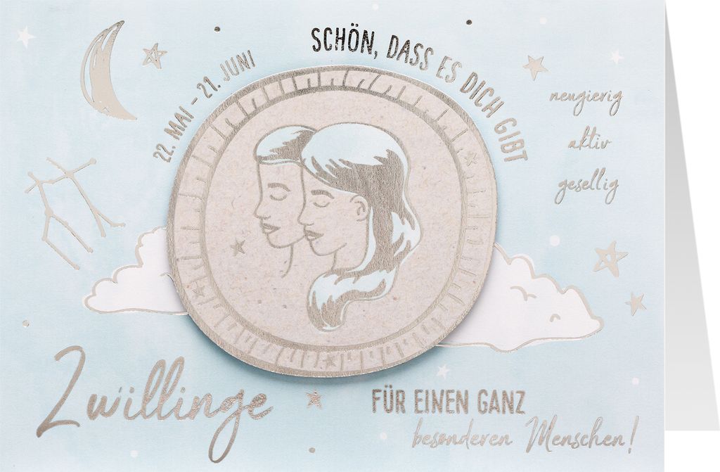 GRUSS&CO Grußkarte Sternzeichen: Zwillinge