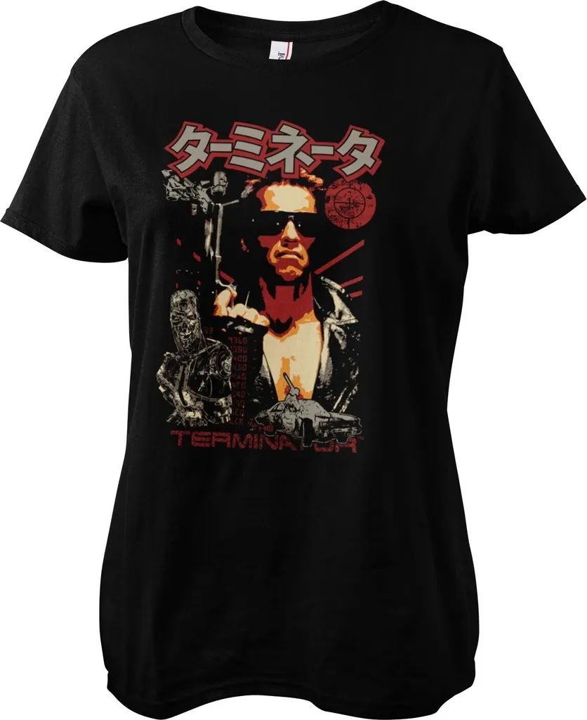 T-shirt Terminator Poster Japonais Noir pour Femme en Taille S Coton
