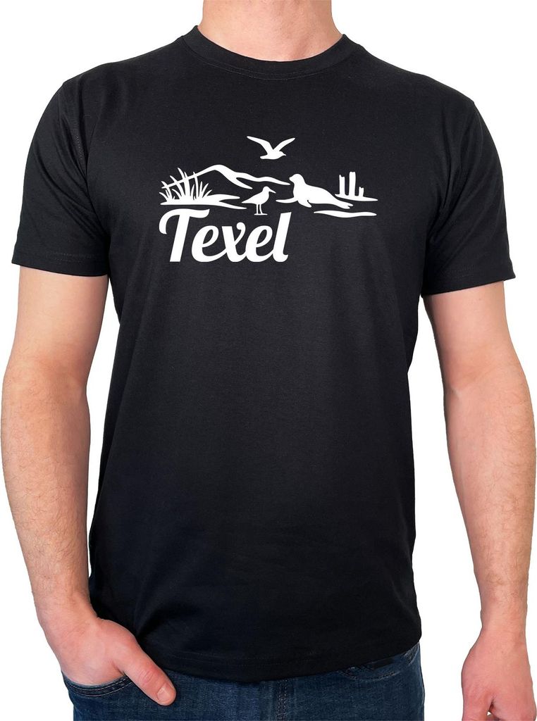 Huuraa Herren T-Shirt Texel Niederlande XL Black Bio Baumwolle Fairtrade Herrenshirt Geschenkidee