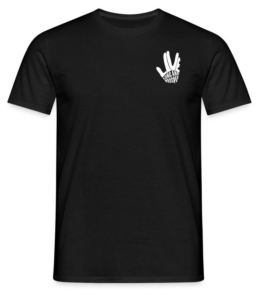 Spreadshirt Star Trek Discovery Vulkanischer Gruß Weiß Männer T-Shirt, 3XL, Schwarz