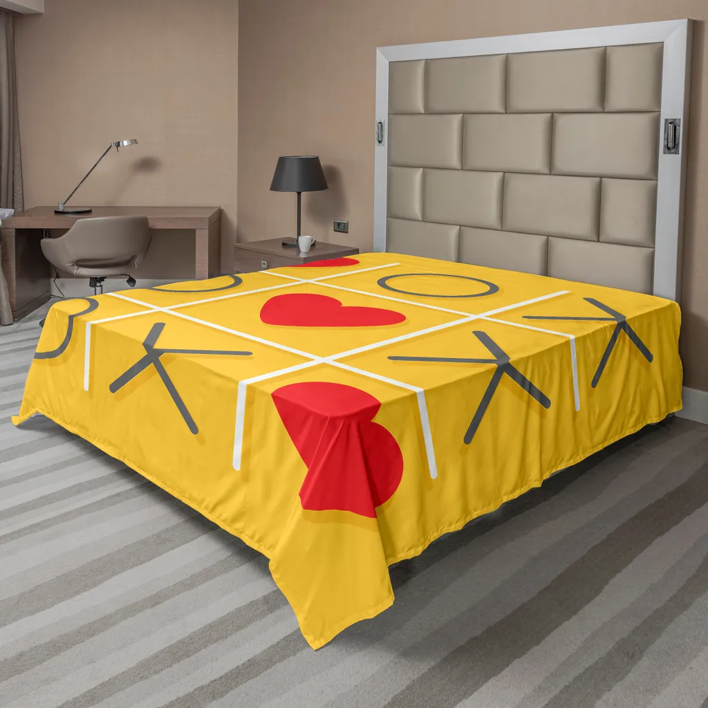 Drap plat Tic-Tac-Toe ABAKUHAUS Design Xoxo Jaune et Rouge 275 x 260 cm