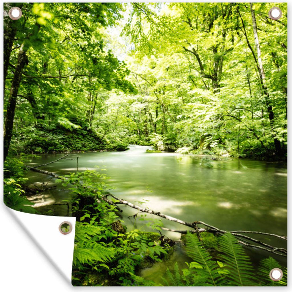 MuchoWow 100x100 cm Outdoor-Poster Gartendeko Sichtschutz Garten Poster für den Garten Fluss Oirase in Japan