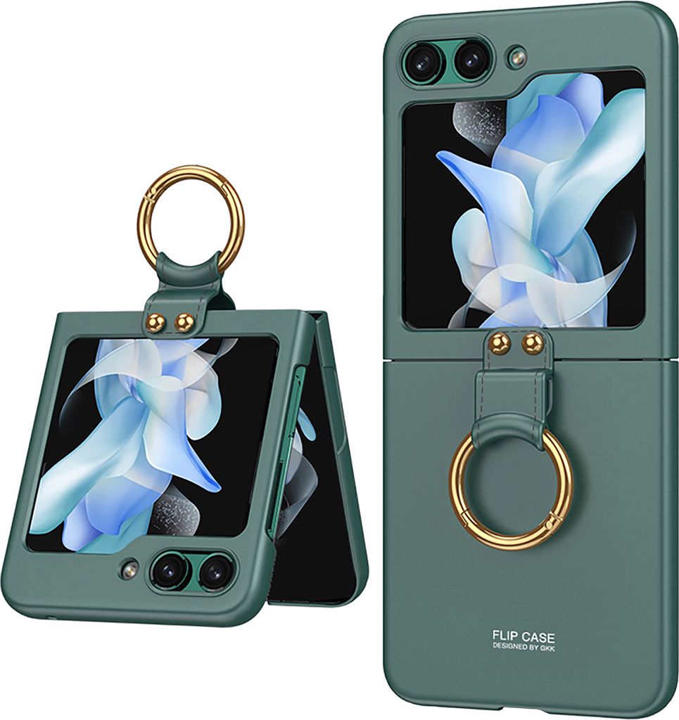 Hülle für Samsung Galaxy Z Flip 5 Schlank Hart PC Matt Schutzhülle mit Ringhalter Grün