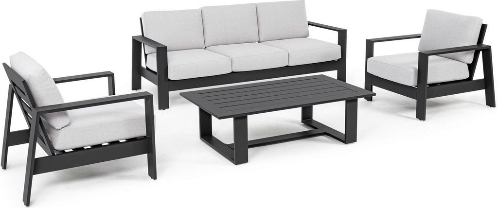 Bizzotto Baltic Bizzotto Baltic Lounge Set 4-teilig - Aluminium & Olefin - Anthrazit - Bank 206x85,5x83 cm