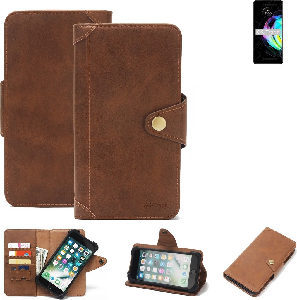 K-S-Trade Handyhülle für Motorola Edge 20 Schutz Hülle Walletcase Bookstyle Tasche Case Handytasche Wallet Flipcase Cover PolyurethanBraun (1x)