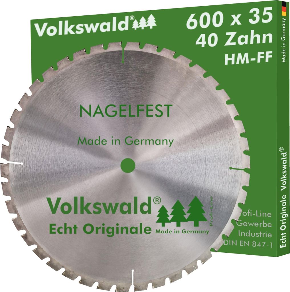 Volkswald HM-Sägeblatt FF 600 x 35 mm Z= 42 Nagelfest Schalholz-tafel Bausägeblatt FSP Zähne für Bauholz Brennholz Schalholz Wippsäge Tisch...