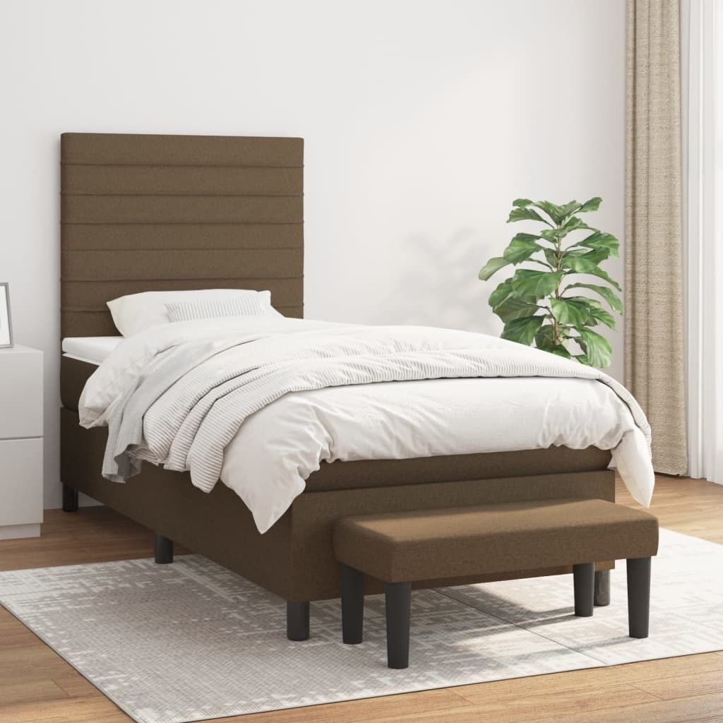 Maison Exclusive - Boxspringbett mit Matratze Dunkelbraun 100x200 cm Stoff
